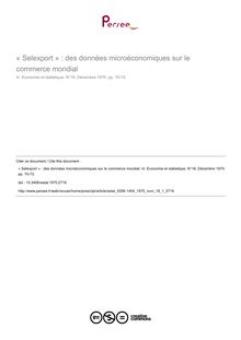 « Selexport » : des données microéconomiques sur le commerce mondial - article ; n°1 ; vol.18, pg 70-72