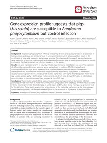 Gene expression profile suggests that pigs (Sus scrofa) are susceptible to Anaplasma phagocytophilum but control infection