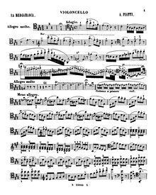 Partition de violoncelle (B/W), La Bergamasca, A major
