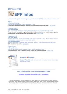 EPP infos n° 29 - Novembre 2008
