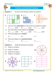 Grade 4 Maths Worksheet: Fractions And Decimals