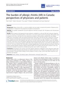 The burden of allergic rhinitis (AR) in Canada: perspectives of physicians and patients