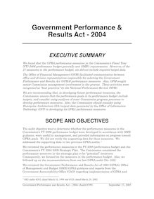 Government Performance & Results Act - 2004 (PDF), Audit No. 399