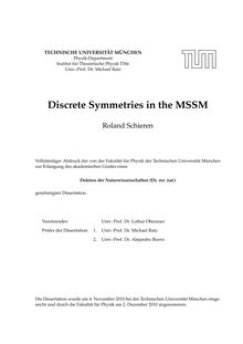 Discrete symmetries in the MSSM [Elektronische Ressource] / Roland Schieren