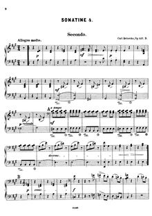 Partition , Sonatina en A major, 6 sonatines pour Piano 4 mains, Op.127b