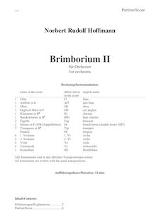 Partition compléte (anglais notes), Brimborium II, Hoffmann, Norbert Rudolf