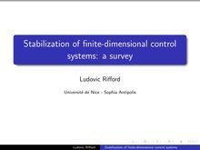 Stabilization of finite dimensional control systems: a survey