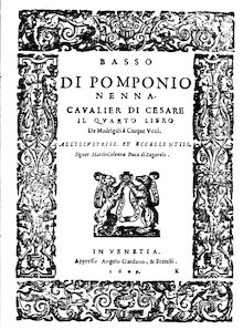 Partition Basso, Madrigali a 5 voci, Libro 4, Nenna, Pomponio