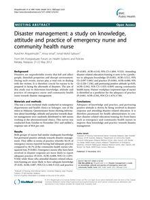 Disaster management: a study on knowledge, attitude and practice of emergency nurse and community health nurse