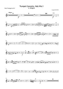 Partition trompette solo (E♭), trompette Concerto, Hob.VIIe:1, Trumpet Concerto in E-flat major