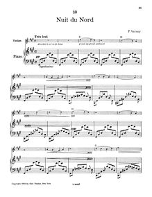 Partition violon et partition de piano, partition de violon, Nuit du Nord