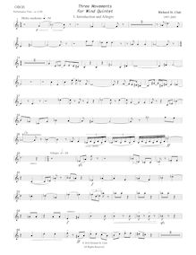 Partition hautbois, Three mouvements pour vent quintette, St. Clair, Richard