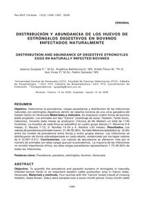 DISTRIBUCIÓN Y ABUNDANCIA DE LOS HUEVOS DE ESTRÓNGILOS DIGESTIVOS EN BOVINOS INFECTADOS NATURALMENTE (DISTRIBUTION AND ABUNDANCE OF DIGESTIVE STRONGYLES EGGS IN NATURALLY INFECTED BOVINES)