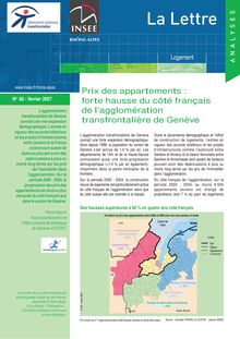 Prix des appartements : forte hausse du côté français de l agglomération transfrontalière de Genève