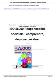 ISO 26000 Responsabilité sociétale : comprendre, déployer, évaluer