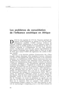 Les problèmes de consolidation de l'influence soviétique en Afrique