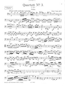 Partition violoncelle, corde quatuor No.3, Op.71, C Major, Fuchs, Robert