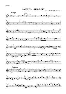 Partition violon I , partie, Pavane et Chaconne en G minor, Pavan and chacony in g