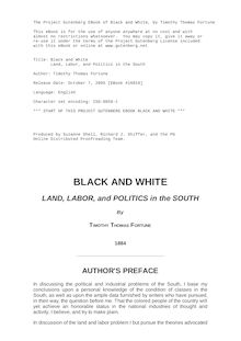 Black and White - Land, Labor, and Politics in the South