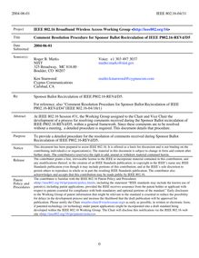 Comment Resolution Procedure for Sponsor Ballot Recirculation of IEEE  P802.16-REVd D5