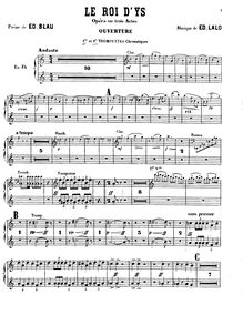 Partition trompette 1/2 (F), Le roi d’Ys, Légende Bretonne, Lalo, Édouard