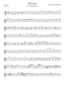 Partition ténor viole de gambe 1, octave aigu clef, madrigaux pour 5, 6, 7 et 8 voix