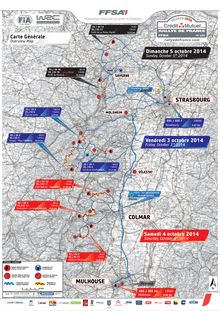 Carte du rallye de France 2014  - Alsace - 2 au 5 octobre