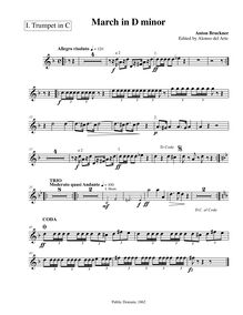 Partition trompette 1 (C), March en D minor, D minor, Bruckner, Anton