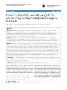 Characteristics of the population eligible for and receiving publicly funded bariatric surgery in Canada