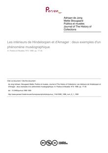Les intérieurs de Hindeloopen et d Amager : deux exemples d un phénomène muséographique - article ; n°1 ; vol.9, pg 17-35
