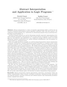 Abstract Interpretation and Application to Logic Programs