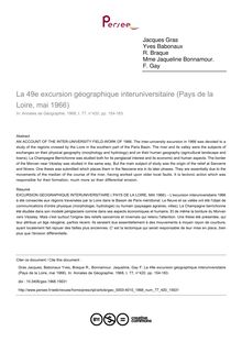 La 49e excursion géographique interuniversitaire (Pays de la Loire, mai 1966) - article ; n°420 ; vol.77, pg 154-183