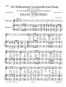 Partition complète, Der Wallensteiner Lanzknecht beim Trunk, D.931 par Franz Schubert