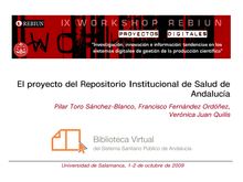 El proyecto del Repositorio Institucional de Salud de Andalucía