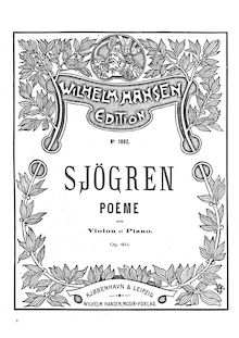 Partition de piano, Poeme, Op.40, Sjögren, Emil