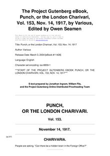 Punch, or the London Charivari, Volume 153, November 14, 1917