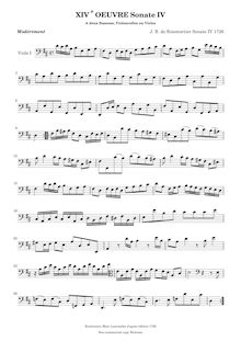 Partition viole de gambe 1, 6 sonates pour 2 bassons, violoncelles ou violes de gambe, Op.14