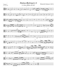 Partition ténor viole de gambe 2, alto clef, italien madrigaux, Schütz, Heinrich par Heinrich Schütz