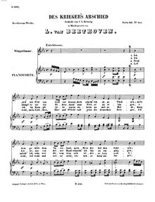 Partition complète, Des Kriegers Abschied, WoO 143, E♭ major, Beethoven, Ludwig van