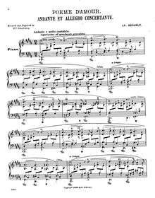 Partition complète, Poème d amour, Op.3, Poème d amour - Andante et Allegro concertante, Op.3