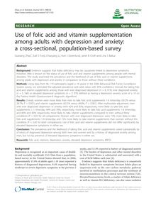 Use of folic acid and vitamin supplementation among adults with depression and anxiety: a cross-sectional, population-based survey