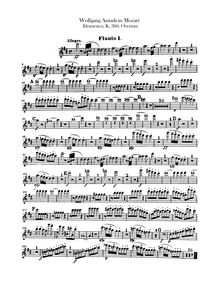 Partition flûte 1, 2, Idomeneo, Idomeneo, rè di Creta, Mozart, Wolfgang Amadeus