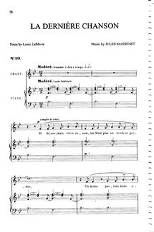 Partition complète (B♭ Major: medium voix et piano), La dernière chanson