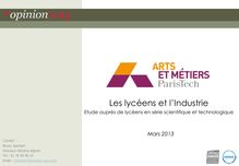 Etude OpinionWay - Les lycéens et l’Industrie, Arts et Métiers, Paris Tech