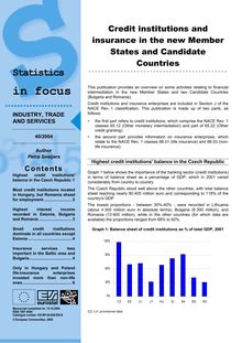 Credit institutions and insurance in the new Member States and Candidate Countries