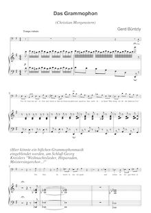 Partition Das Grammophon, Chansons auf Texte von Christian Morgenstern