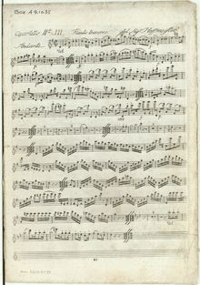 Partition quatuors II-III, flûte quatuors, Hoffmeister, Franz Anton