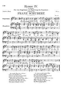 Partition voix + partition de piano, Hymne IV, D662, Hymn IV, Schubert, Franz