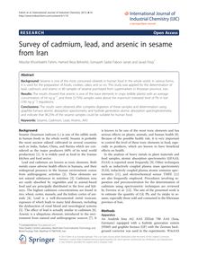 Survey of cadmium, lead, and arsenic in sesame from Iran