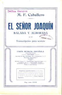 Partition Piano - Conductor, El Señor Joaquín, Balada y Alborada